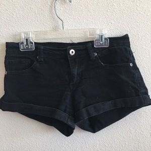 Black denim shorts