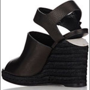Alexander Wang Tori Wedge Black Leather Sandals