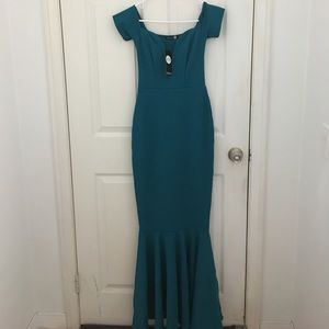 Peacock Off The Shoulder Dress