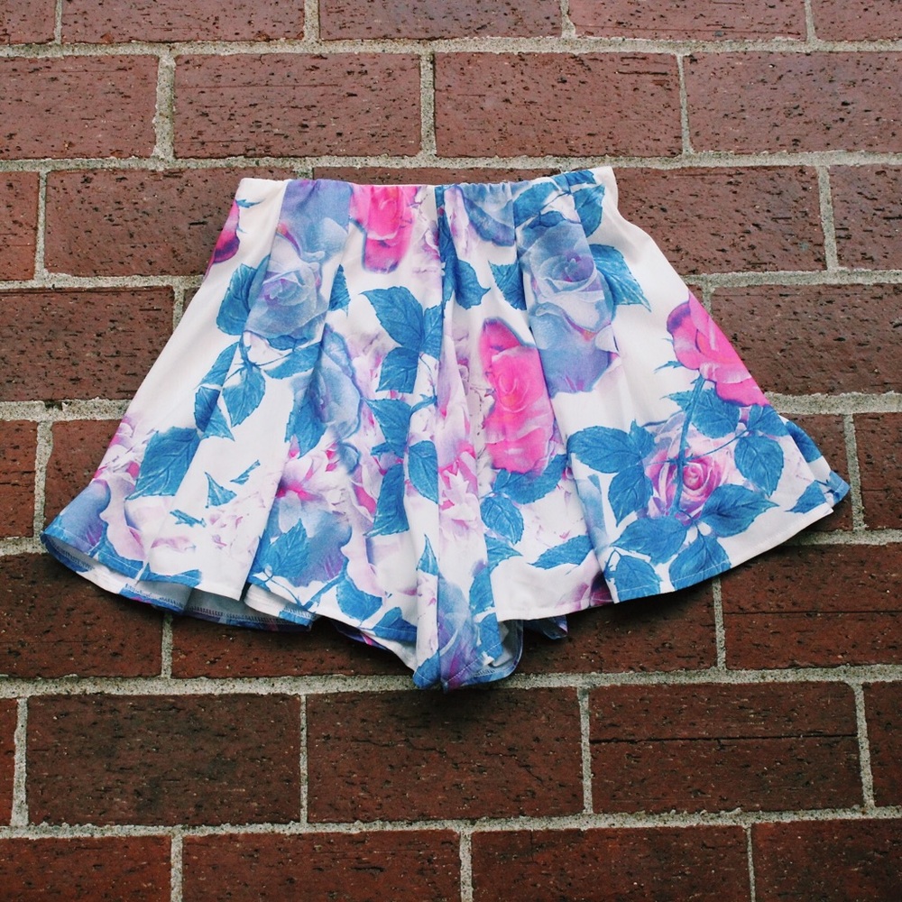 Pink Purple & Blue Floral Shorts