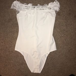 Off shoulder white bodysuit