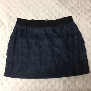 Stretchy dark denim skirt with zipper