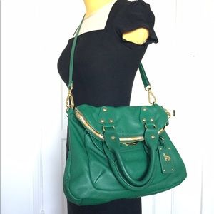 Emma Fox -Green leather fold over bag