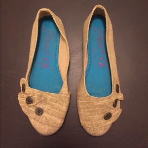 Blowfish flats with button and ruffle detail