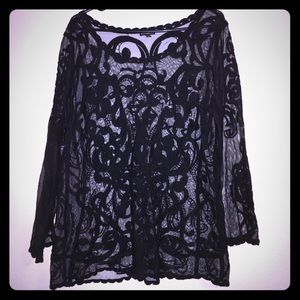 Long sleeve lace/sheer top