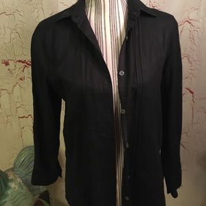 Black linen long sleeve blouse