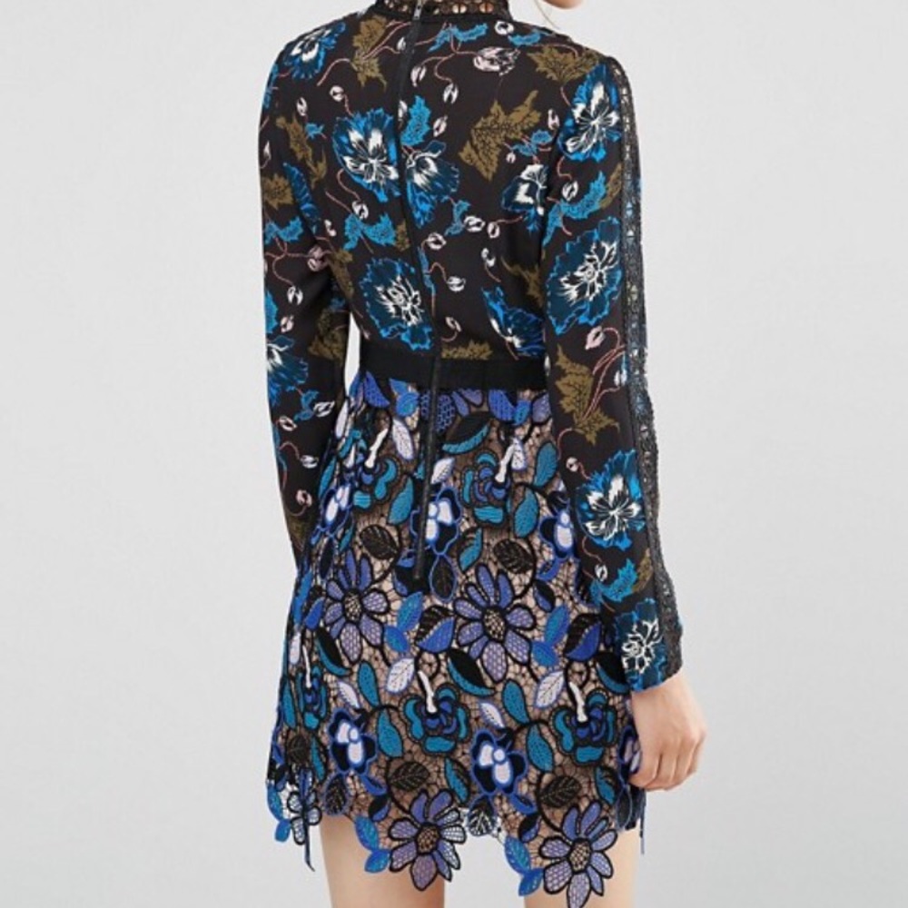 NWT Self Portrait Floral Lace Mini Dress - Picture 3 of 4