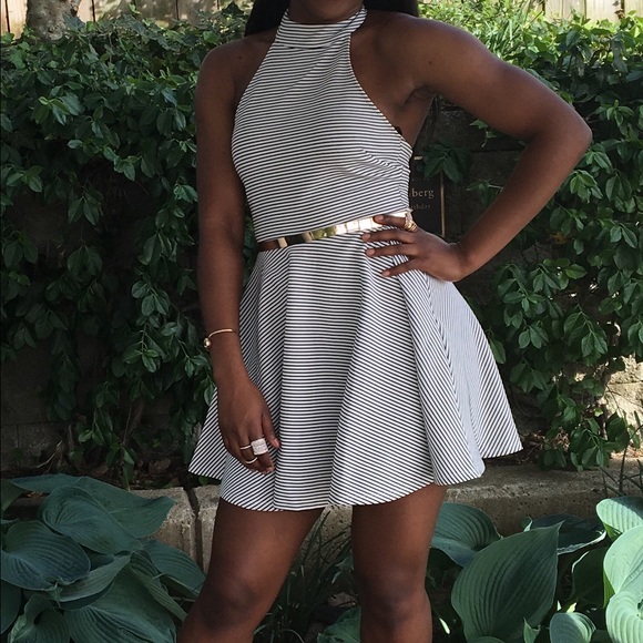 Black and white striped alter skater dress - Picture 2 of 2