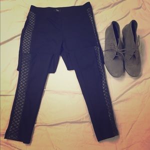 Mossimo Black Leggings with Faux leather trim