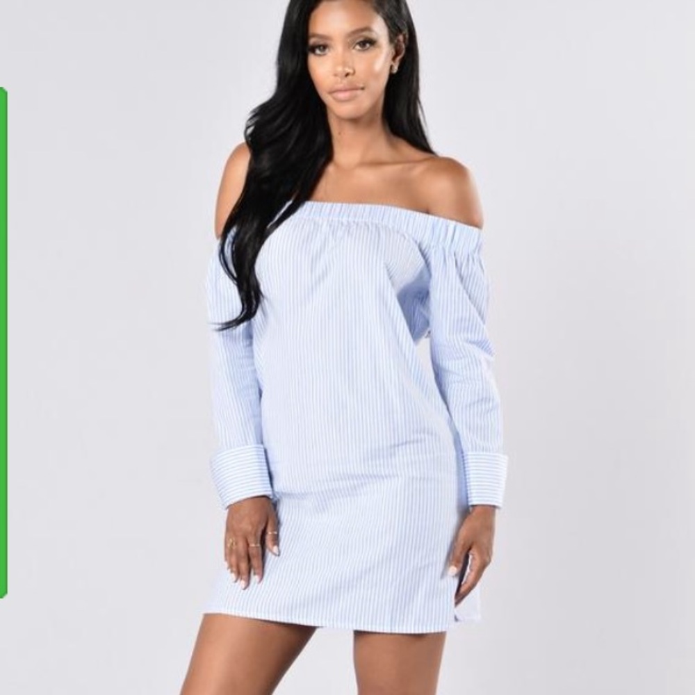 Stripe off the shoulder dress