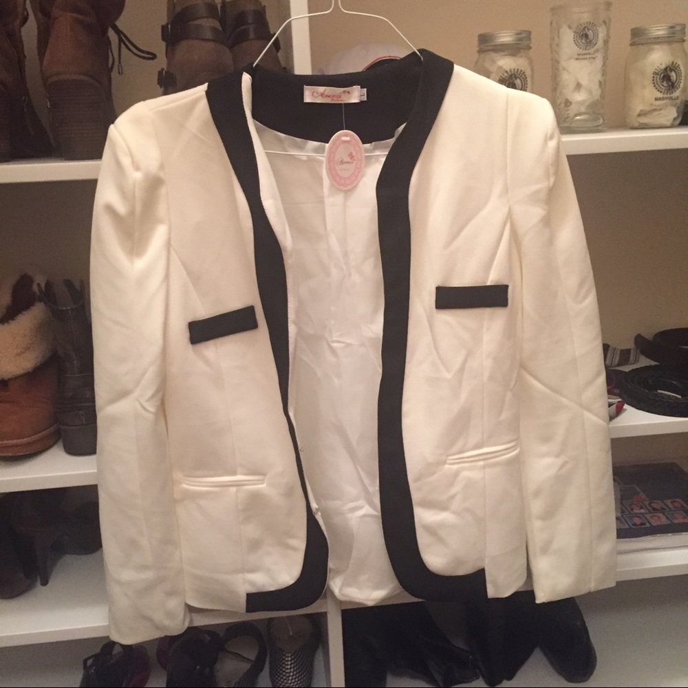 Black and white blazer
