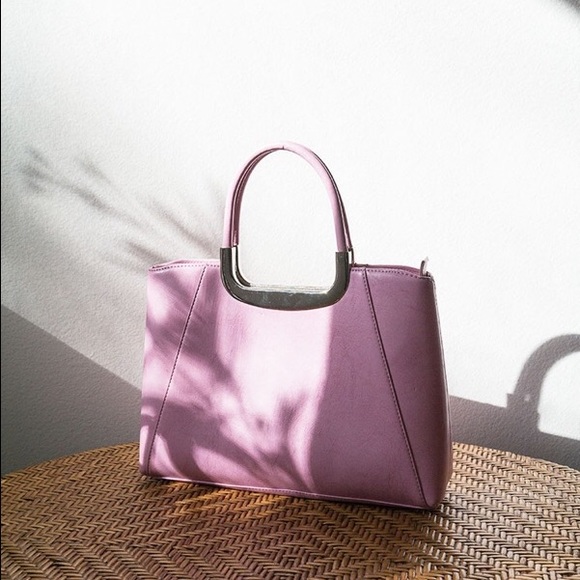 80s VINTAGE Marbled Pink Metal Bag - Picture 1 of 2