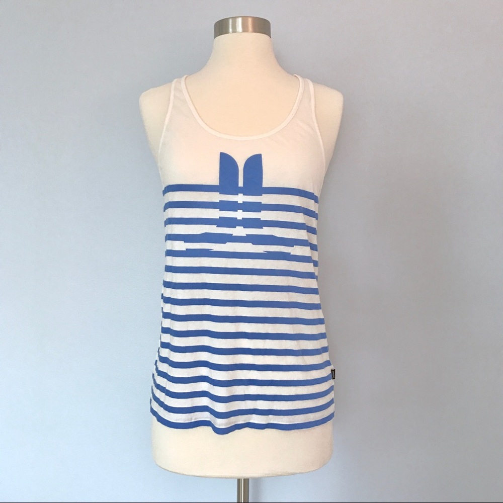WESC Racerback Striped Logo White Blue Tank Top