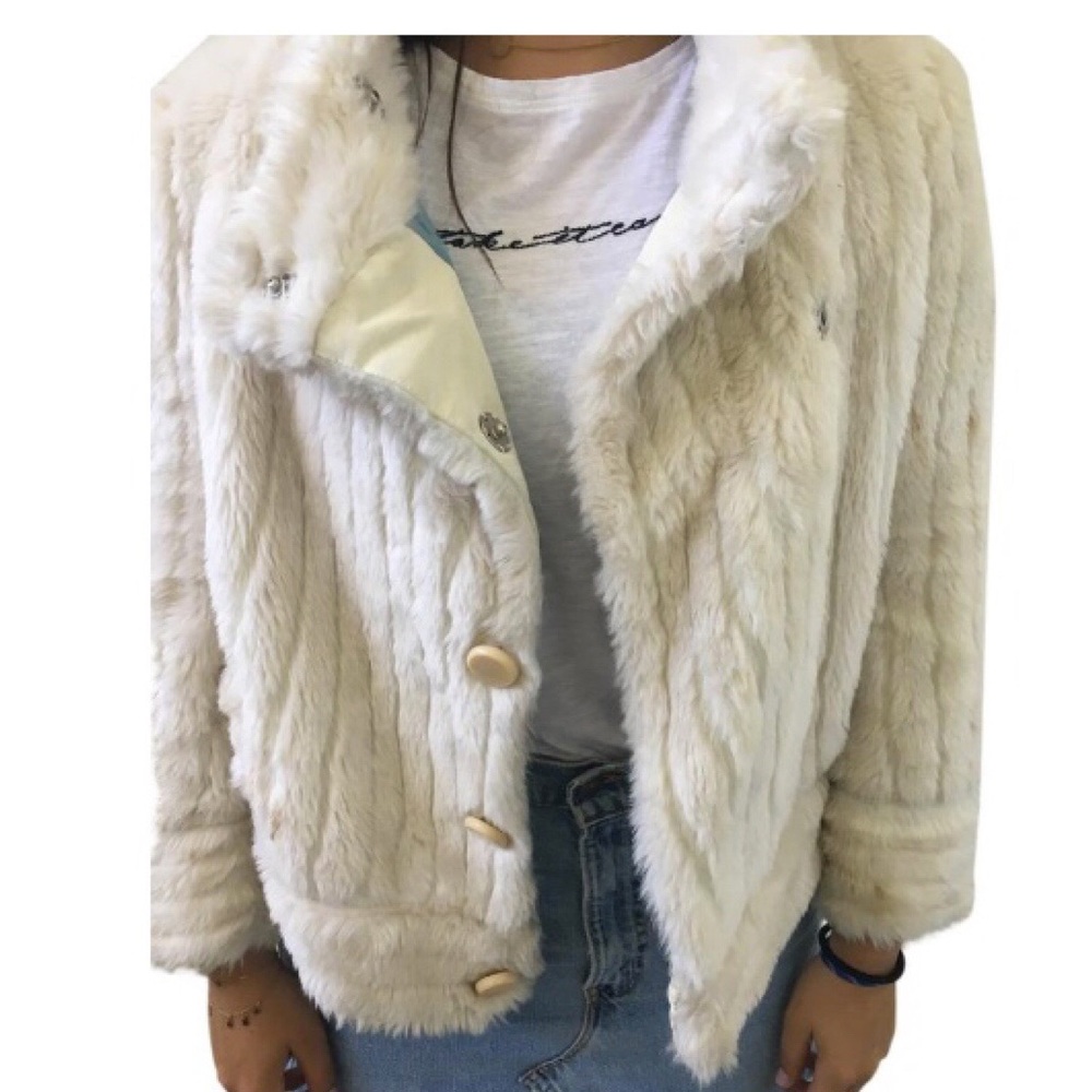 Marc Jacobs Faux Fur Cream Jacket