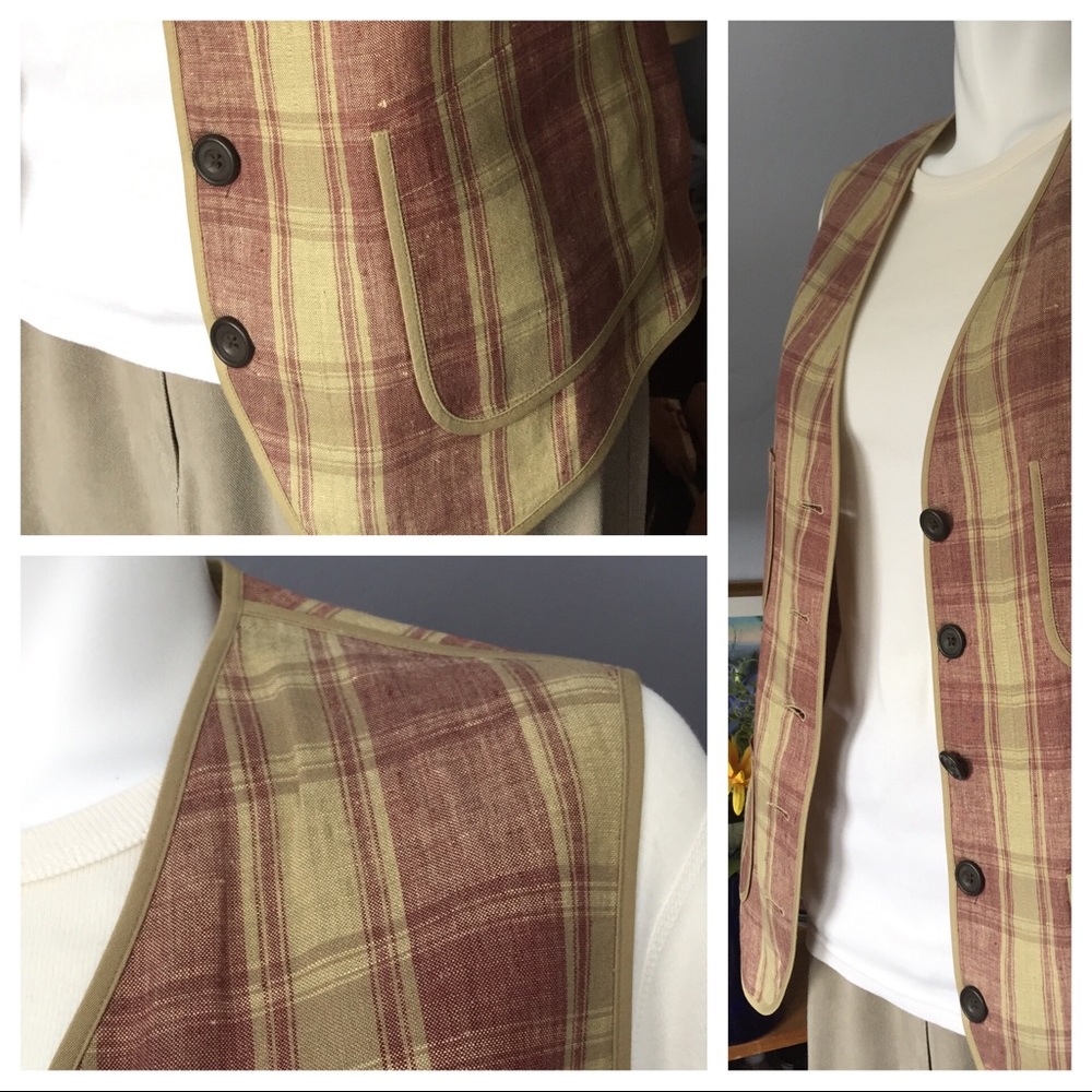 Vintage Plaid Linen Vest