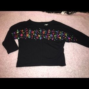 Rainbow design top with 3/4 sleeves