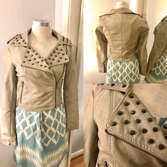 timing Jackets & Blazers - Stud moto beige jacket