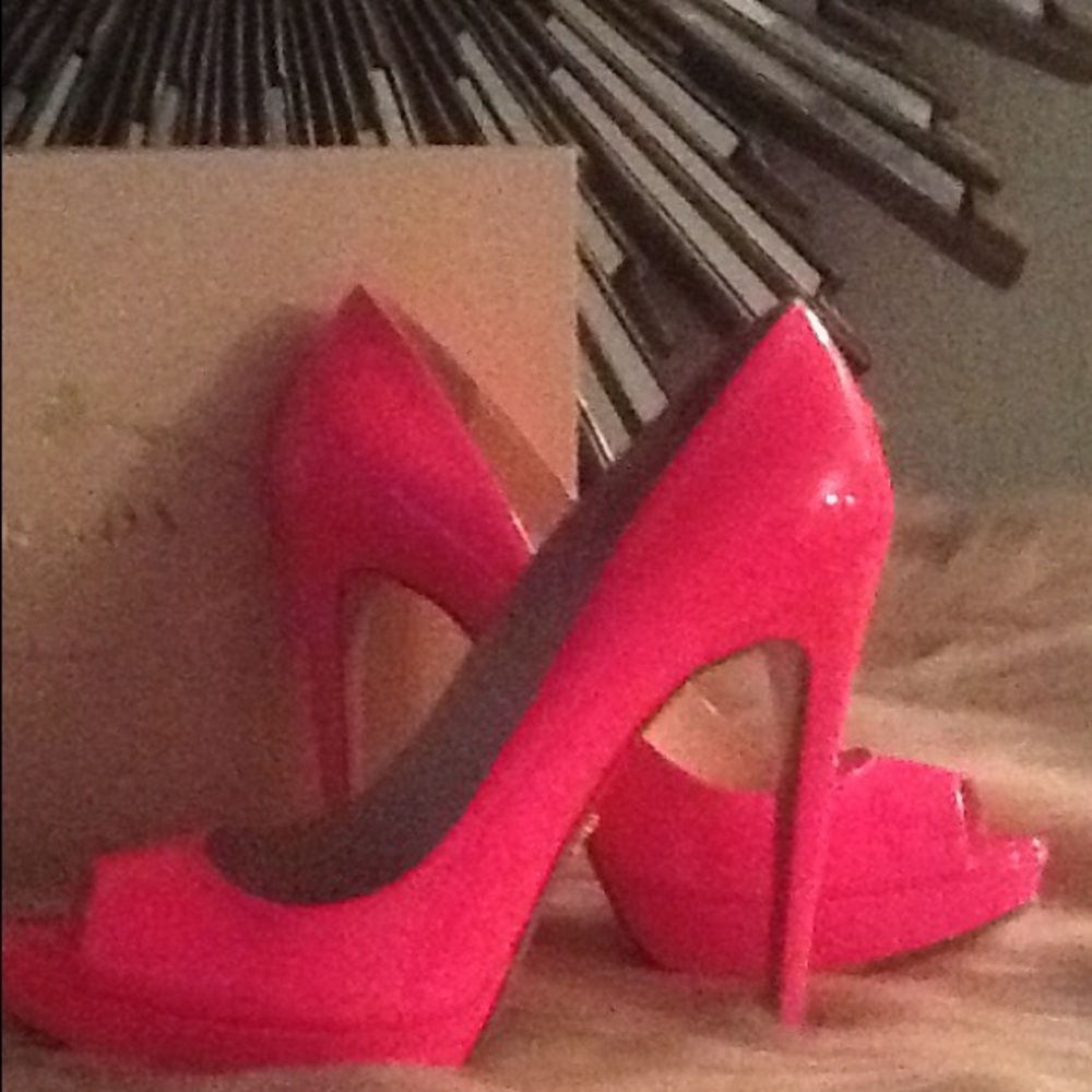 Brand new Prada neon pink peep toe pumps!!! ❤️💕