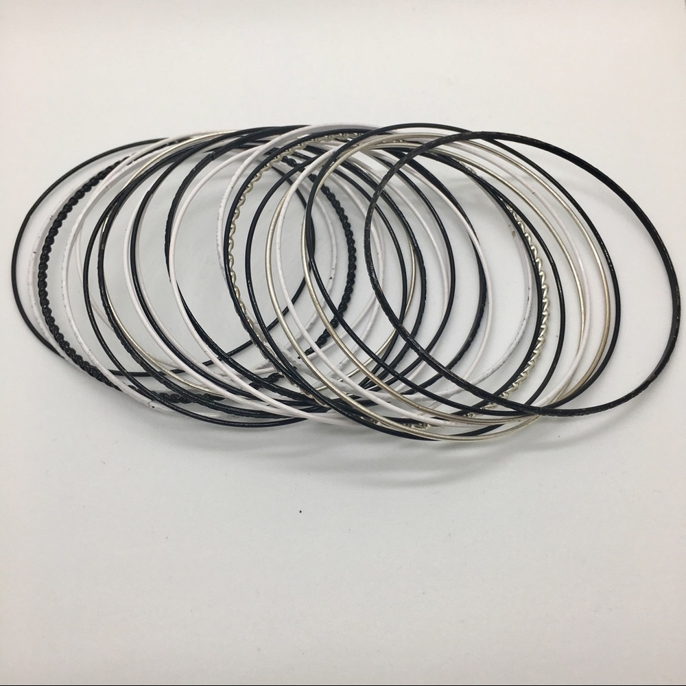 F21 Black/White/Silver Bangle Set