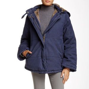 Free People Denim Fur Coat