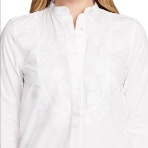Lauren Ralph Lauren Embroidered White Cotton Shirt