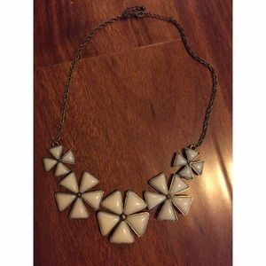 Chunky mint flowered statement necklace.