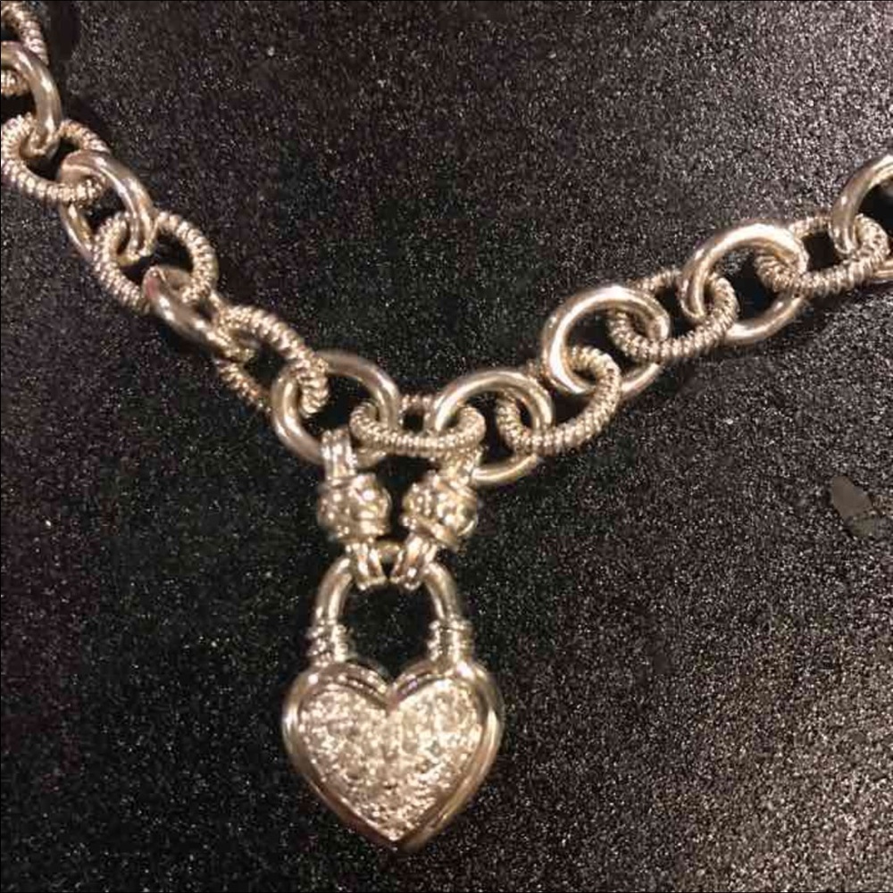 Sterling Silver Necklace with diamond heart