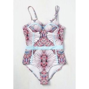 Modcloth Retro Style Art Deco One Piece Swimsuit