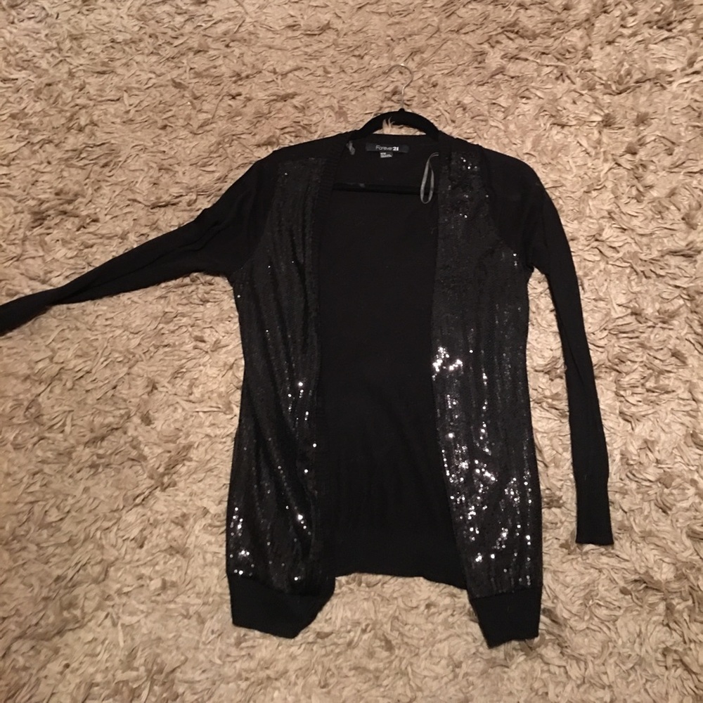 Sequin Black Cardigan Size M