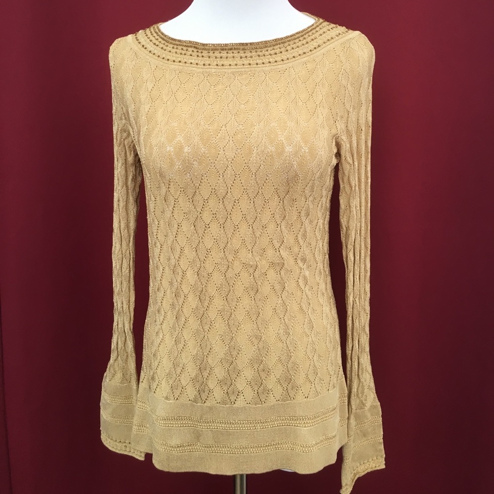 BNWT Gold Crochet Long Sleeve Top size S