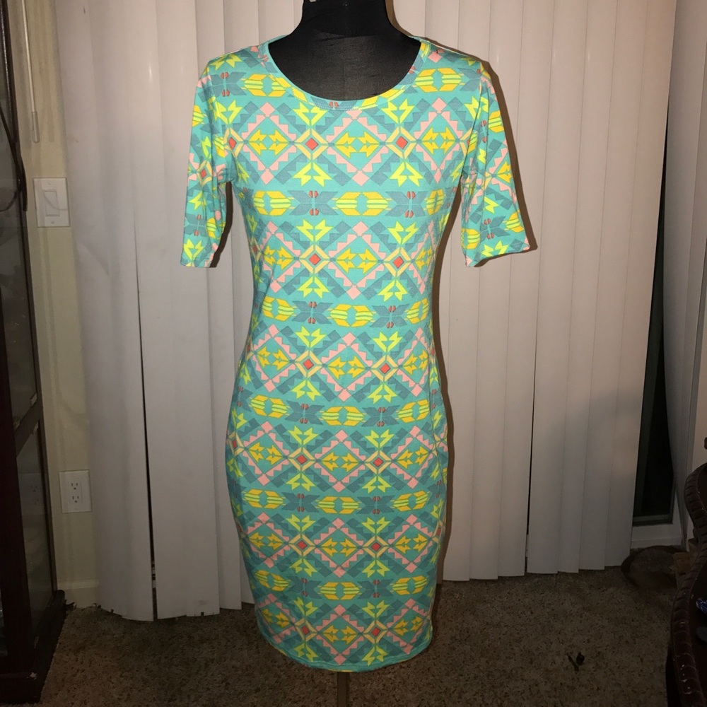 Lularoe Julia dress aqua aztec print SMALL