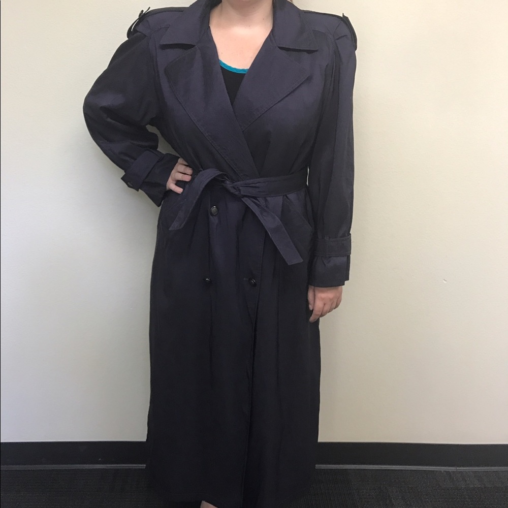 London Fog Vintage Purple Trench Raincoat, 10