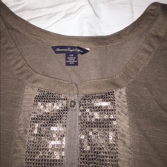 Gray sequin button down - Picture 2 of 4