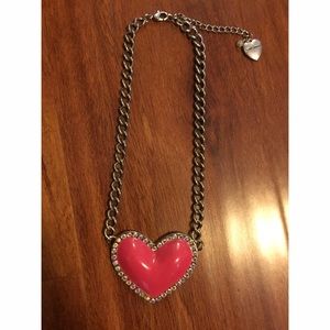 Betsey Johnson jeweled heart statement necklace.