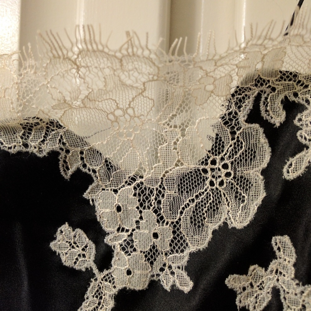 Black chemise with ivory lace