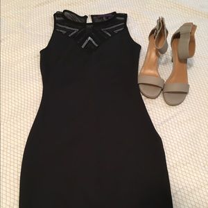 Black Mesh Neck Dress