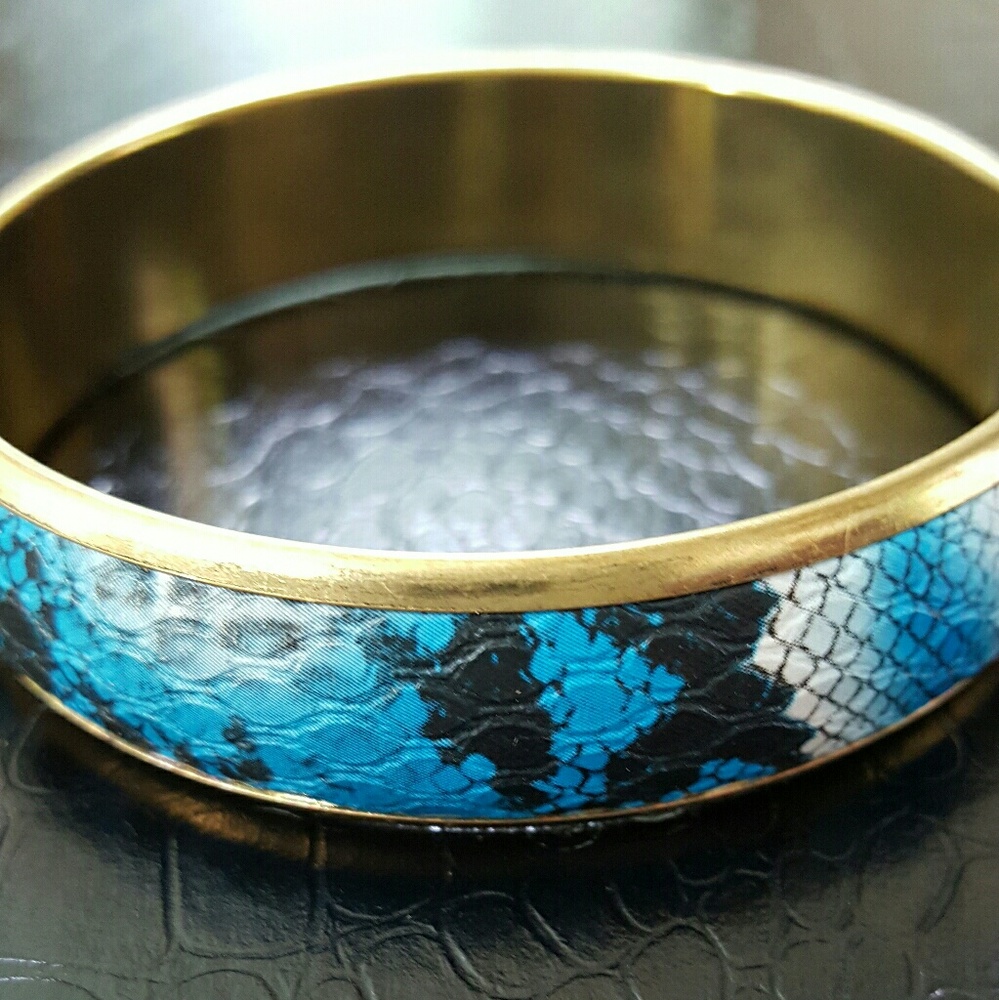 Beautiful Blue Snakeskin Bangle Bracelet