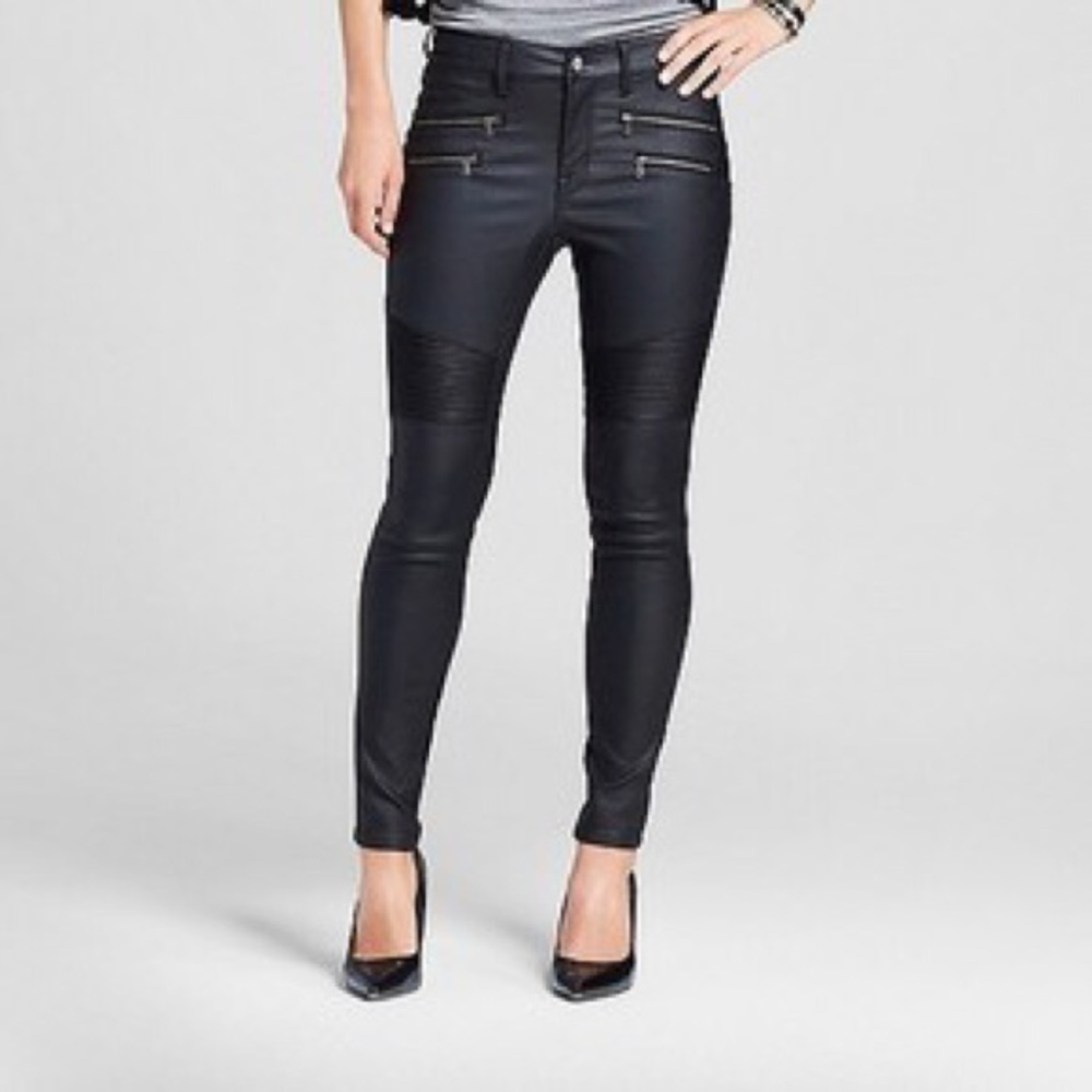 High rise skinny moto style pants