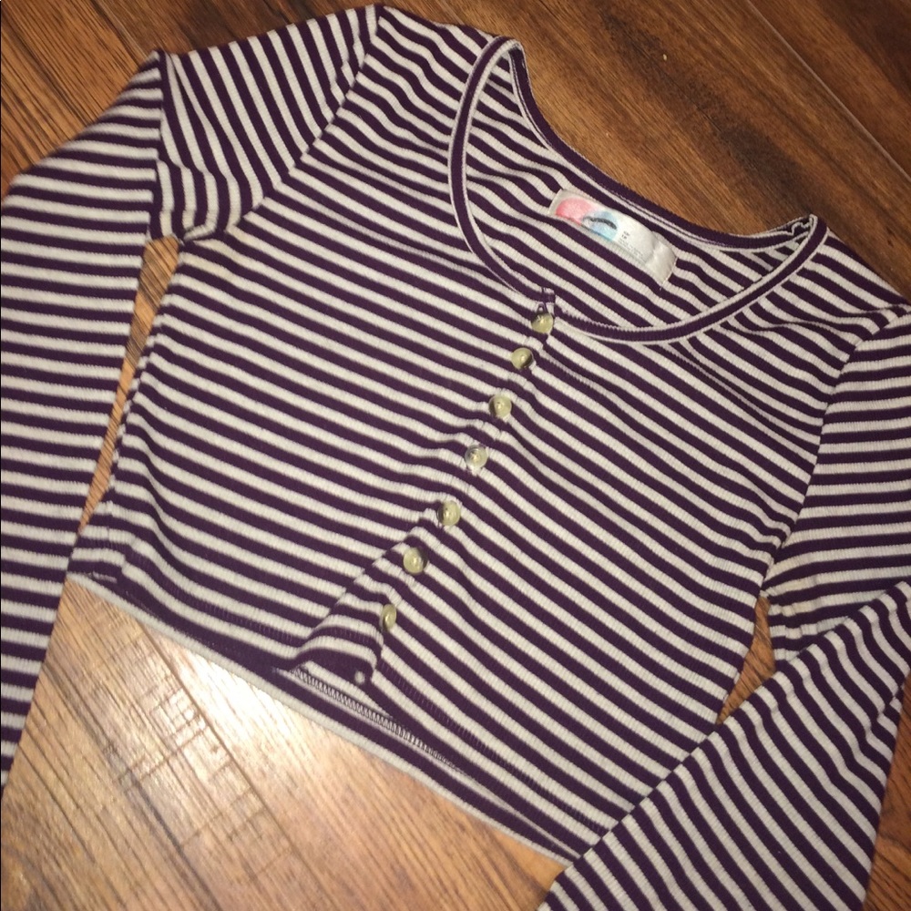 FP beach maroon cream striped crop top