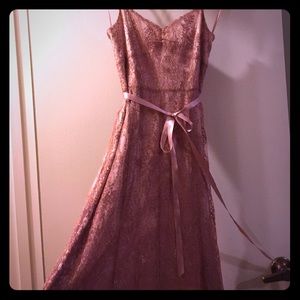 New Ann Taylor Lacey Metallic Mauve Pinkish Dress