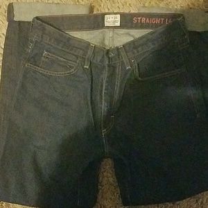 J Crew straight leg raw demim jeans