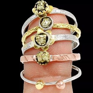 Two-tone Peruvian Golden pyrite (Fools gold) 925SS