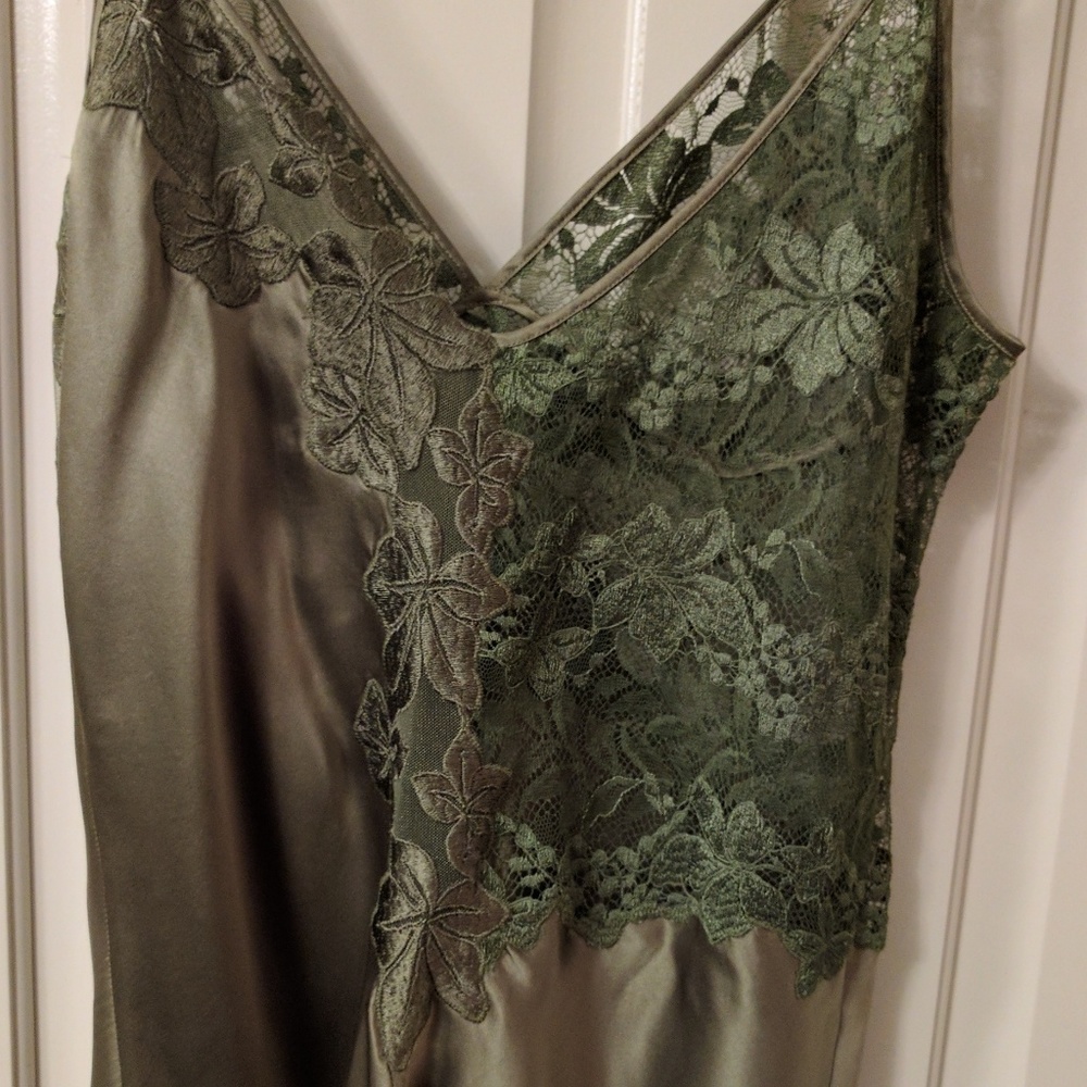 Sage green silk chemise