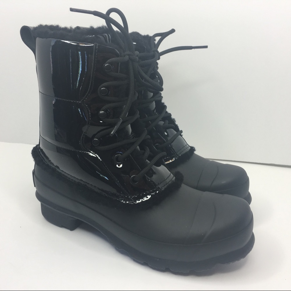 HUNTER black fur winter boots