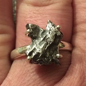 Real Meteorite Campo Del Cielo ring! Size 9 925SS
