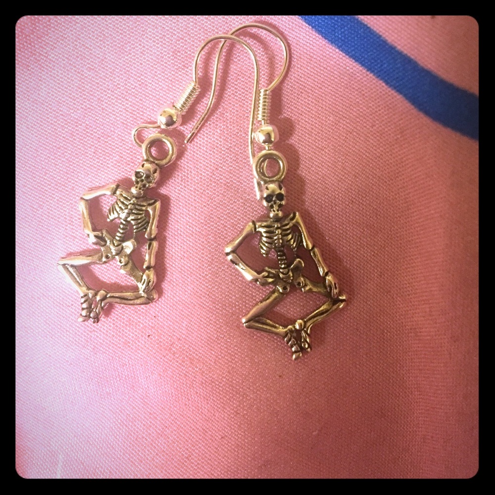 Skeleton silver earrings