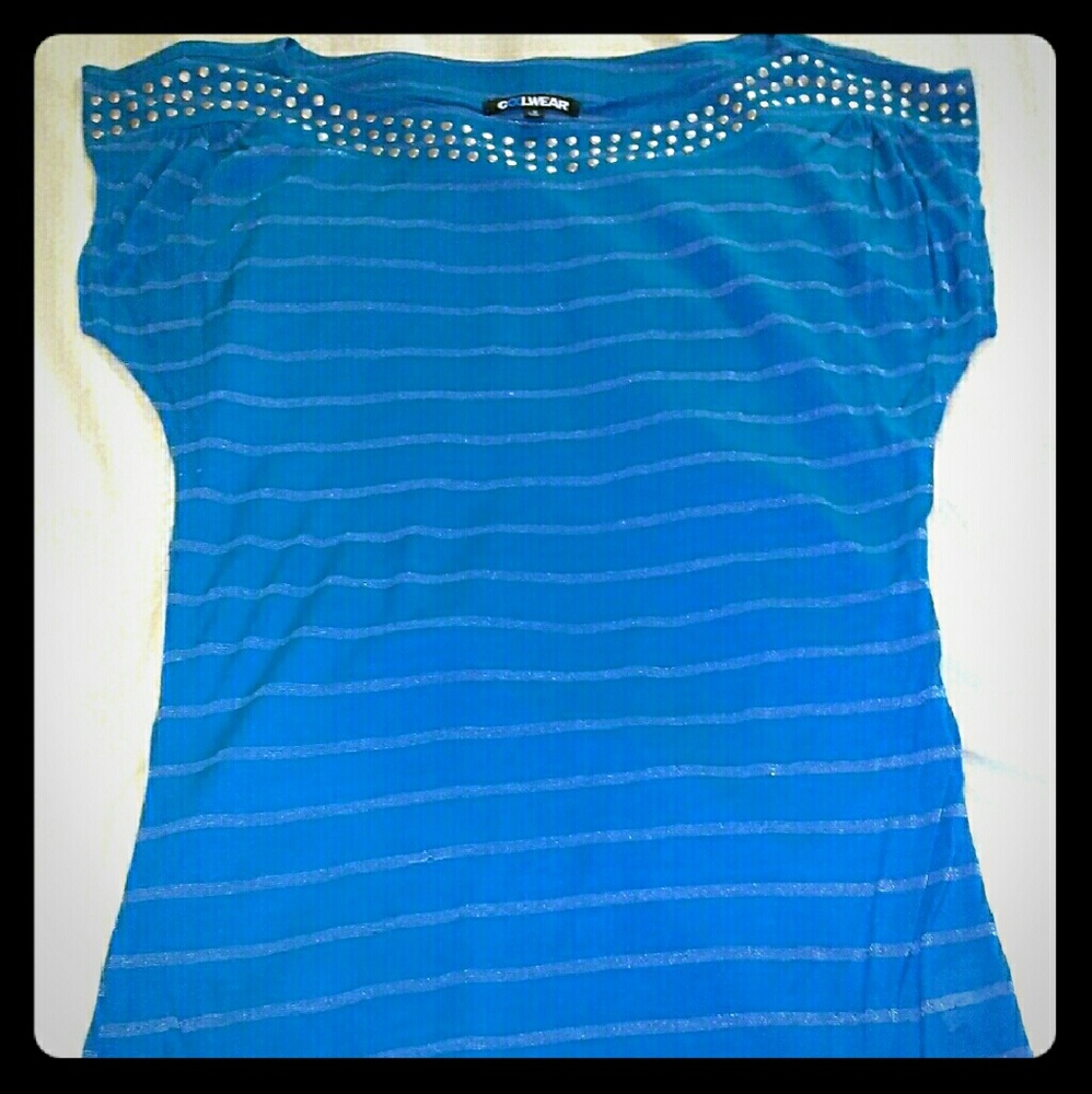 🏵Teal and silver top