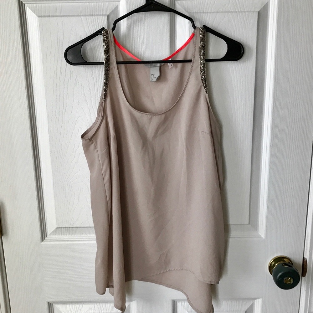 H&M Sleeveless Beaded Tank Top; size US 8/Medium