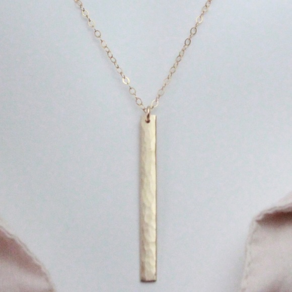 Jewelry - 14K Gold-Filled Textured Vertical Bar Necklace