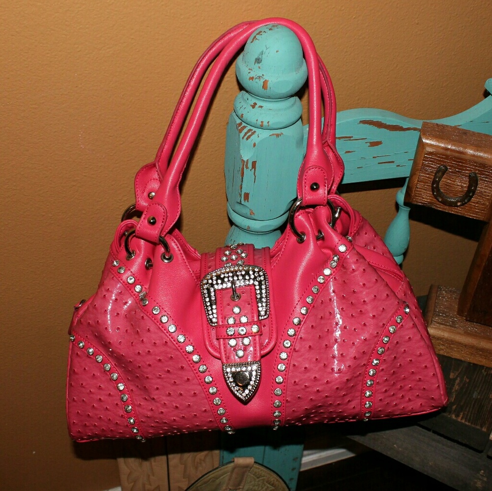 Pink purse with rhinestone detail